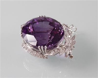 Amethyst-Brillantbrosche - Kunst, Antiquitäten und Schmuck