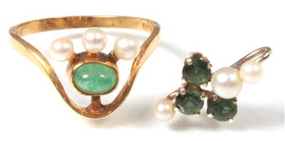Smaragd/Kulturperlen/Damenring - Arte, antiquariato e gioielli
