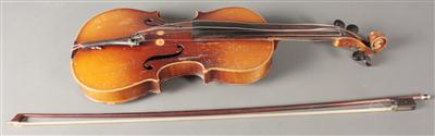 1 alte Geige, 1 Bogen - Kunst, Antiquitäten und Schmuck