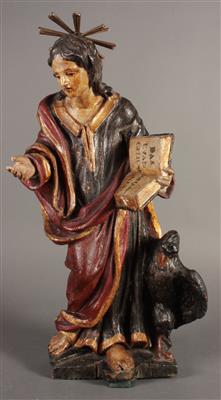 Spätbarocke Skulptur "Hl. Johannes als Evangelist" - Arte, antiquariato e gioielli