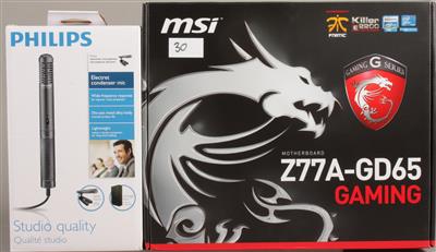 MSI Motherboard Z77A-GD65 Gaming + Philips SBC MES70 Mikrofon - Arte, antiquariato e gioielli