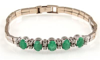 Brillant Smaragdarmkette - Antiques, art and jewellery