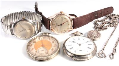 2 Herren-Taschenuhren, 1 Uhrkette, 1 Chatelaine - Um?ní, starožitnosti, šperky