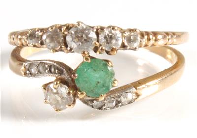 Diamant-Smaragddamenring um 1900 - Kunst, Antiquitäten und Schmuck