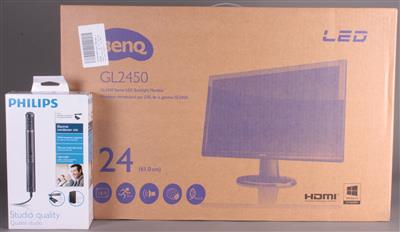 Benq GL2450 Series LED Blacklight Monitor 24 " + Philips SBC MES70 Mikrofon - Arte, antiquariato e gioielli