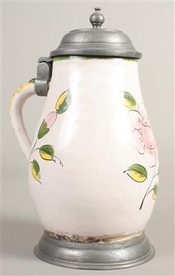 Keramikkrug mit Zinnmontierungen, 1 Vase, 1 Krug - Umění, starožitnosti, šperky