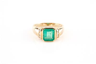 Smaragd-Brillantdamenring - Exklusive Juwelen und Antiquitäten