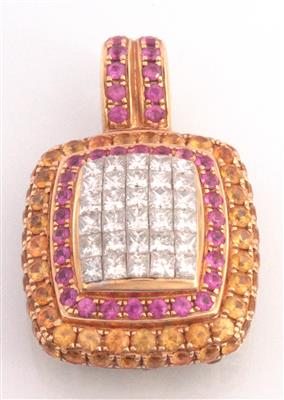 Diamant-Rubin-Citrinanhänger - Antiques, art and jewellery