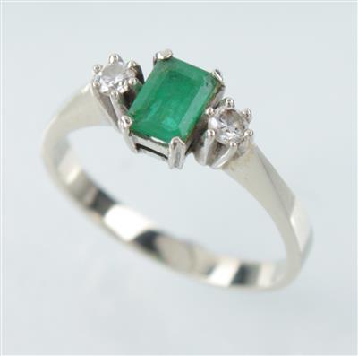 Smaragd-Brillant-Damenring - Arte, antiquariato e gioielli