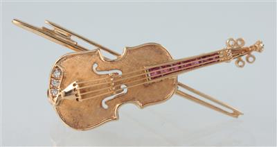 Rubin-Brillant-Brosche "Geige" - Arte, antiquariato e gioielli