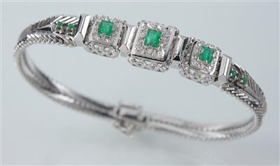 Smaragd-Diamant-Armband - Arte, antiquariato e gioielli