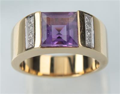 Amethyst-Brillantdamenring - Kunst, Antiquitäten und Schmuck