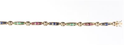 Brillant-Rubin-SaphirSmaragdarmband - Antiques, art and jewellery