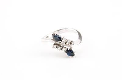 Saphir-Diamantdamenring - Arte, antiquariato e gioielli
