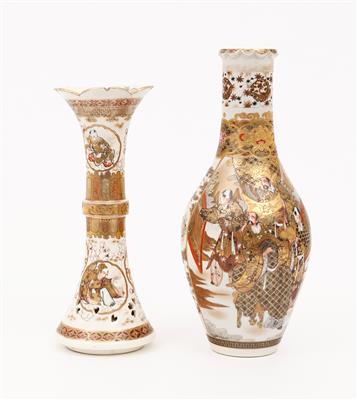 2 Satsuma Keramikvasen um 1900 - Umění, starožitnosti, šperky
