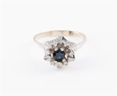 Saphir-Diamantdamenring - Umění, starožitnosti, šperky