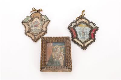 3 Hinterglasbilder des 19. Jh. - Kunst, Antiquitäten und Schmuck