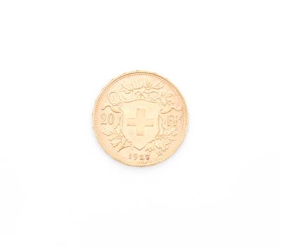 Goldmünze 20 Schweizer Franken - Umění, starožitnosti, šperky