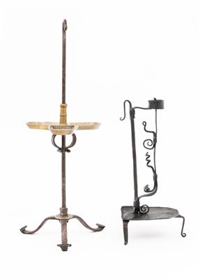 1 Kienspanhalter, 1 Öllampe um 1800 - Arte, antiquariato e gioielli
