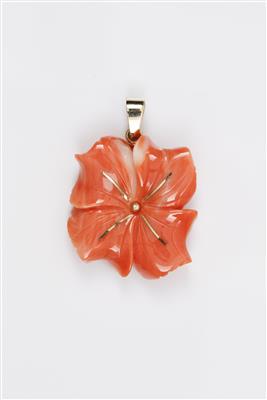Blütenanhänger, aus einer geschnitten Koralle - Jewellery, watches and silver