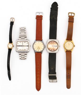 4 Armbanduhren, 1 Damenarmbanduhr - Jewellery and watches