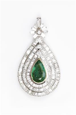 Smaragd Brillant Diamant Anhänger, zus. ca. 9,30 ct - Gioielli e orologi