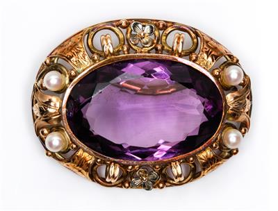 Amethyst-Kulturperlenbrosche - Schmuck und Uhren