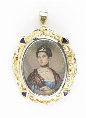 Ovaler Anhänger/Brosche mit Miniaturportrait - Jewellery and watches