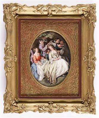 Porzellan-Bild, "Fete champetre" nach Jean-Baptiste Pater (1698-1736) - Paintings