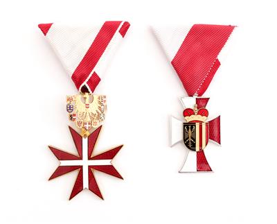 Zwei Orden: Goldenes Ehrenzeichen für Verdienste um die Republik Österreich, - Antiques and art