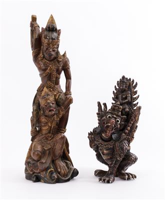 2 indonesische Skulpturen, 20. Jh. - Antiques and art