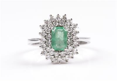 Smaragd-Brillantdamenring - Jewellery