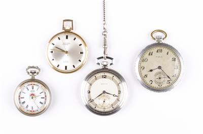 4 Taschenuhren, Arsa, Zenith Bifora, Fidele, 1 Uhrkette - Wrist and Pocket Watches
