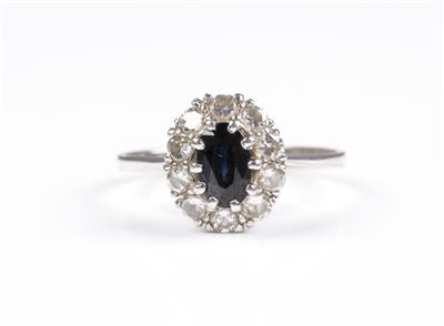 Brillant Saphirring, Brillanten zus. ca. 0,50 ct - Jewellery