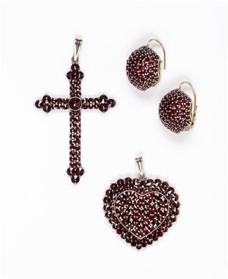 Granatkreuz, Granatohrringe, Granatherzanhänger - Jewellery