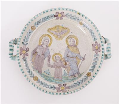 Doppelhenkelschüssel "Heilige Familie", Gmunden, 19. Jahrhundert - Antiques and art