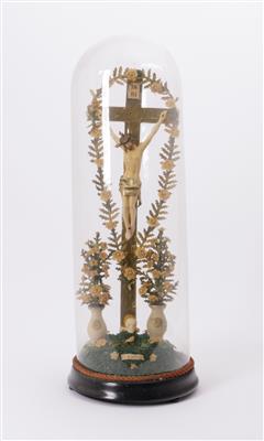 Tischstandkruzifix - Wachsbossierung, um 1900 - Antiques and art