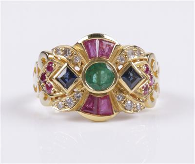 Diamant Saphir Smaragd Rubin Ring - Schmuck und Uhren