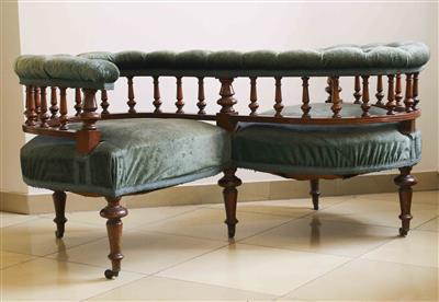 Englisches Sitzmöbel für 2 Personen, sog. "Vis-a-vis", Victorian-Periode, 2. Hälfte 19. Jahrhundert - Kunst und Antiquitäten