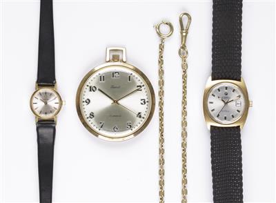 Konvolut 2 Armband- und 1 Taschenuhr - Schmuck und Uhren