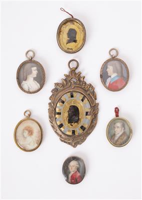 Konvolut von 5 Miniaturen und 2 Eglomisen, 18. Jahrhundert - Umění a starožitnosti