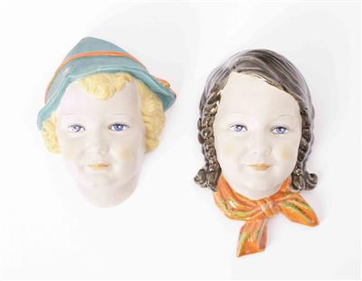 Zwei Wandmasken, Fa. Keramos Wien - Kunst & Antiquitäten