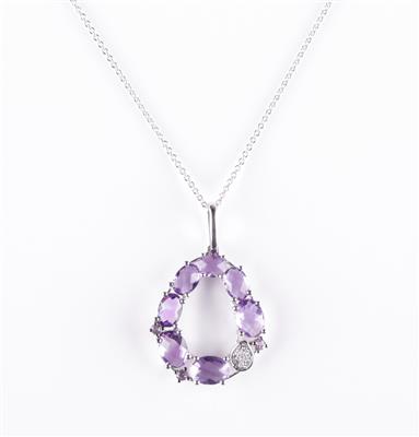 Brillant Amethystanhänger an Ankerhalskette - Schmuck und Uhren