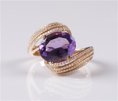 Brillant Amethystring Brillanten zus. 0,90 ct - Gioielli e orologi