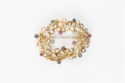 Rubin-Saphir-Smaragdbrosche - Jewellery and watches