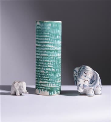 2 Elephanten und eine Vase, Gmundner Keramik, 20. Jahrhundert - Arte e antiquariato