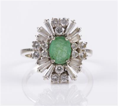 Brillant Diamant Smaragdring, zus. ca. 1,25 ct - Klenoty a náramkové