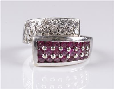 Brillant Rubinring, Brillanten zus. ca. 0,45 ct - Jewellery and watches