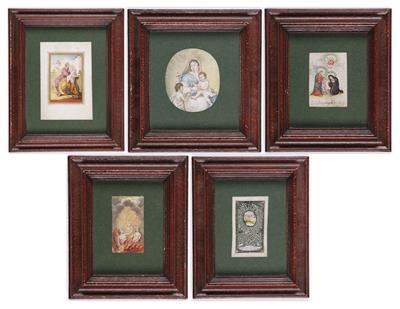 5 Andachtsbilder - Klosterarbeiten, 18. Jahrhundert - Antiques and art