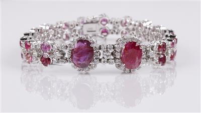 Brillant Diamant Rubinarmband, Brillanten zus. ca. 2,50 ct - Gioielli e orologi